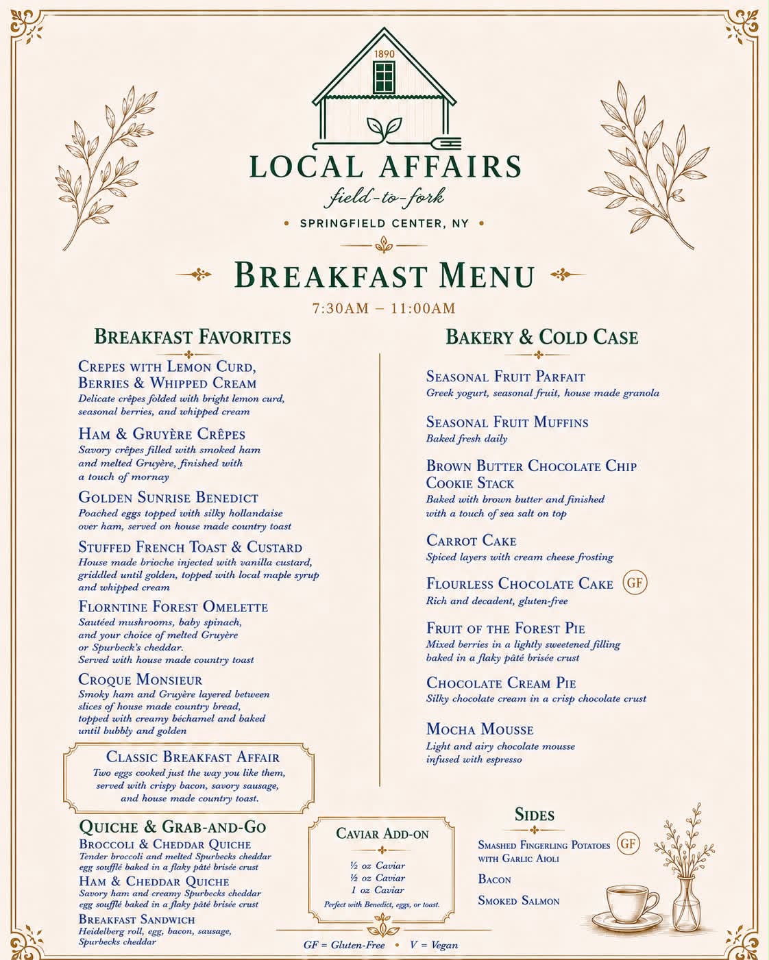Local Affairs Breakfast Menu