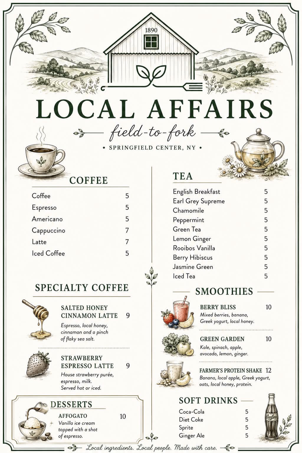 Local Affairs Coffee and Tea Menu